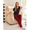 Ekouaer Women’s 3 Piece Pajama Set Short Sleeve Sleepwear Pj Set Top and Shorts Pants Pjs with Pockets(Red and Black Plaid)