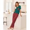 Ekouaer Women’s 3 Piece Pajama Set Short Sleeve Sleepwear Pj Set Top and Shorts Pants Pjs with Pockets(Red and Green Plaid)