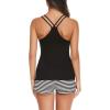 Ekouaer Womens Cami Pajama Set Sleeveless Racerback Tank Top Pjs Soft Sleepwear(Black Stripes)