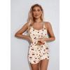 Ekouaer Womens Cami Pajama Set Sleeveless Racerback Tank Top Pjs Soft Sleepwear(Cherry Teddy Bear Silhouette)