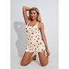 Ekouaer Womens Cami Pajama Set Sleeveless Racerback Tank Top Pjs Soft Sleepwear(Cherry Teddy Bear Silhouette)