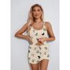 Ekouaer Womens Cami Pajama Set Sleeveless Racerback Tank Top Pjs Soft Sleepwear(Colorful Butterfly)