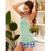 Ekouaer Womens Cami Pajama Set Sleeveless Racerback Tank Top Pjs Soft Sleepwear(Green Plaid)