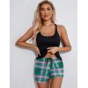 Ekouaer Womens Cami Pajama Set Sleeveless Racerback Tank Top Pjs Soft Sleepwear(Green and Pink Plaid)