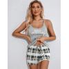 Ekouaer Womens Cami Pajama Set Sleeveless Racerback Tank Top Pjs Soft Sleepwear(Grey Plaid)