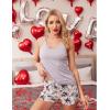 Ekouaer Womens Cami Pajama Set Sleeveless Racerback Tank Top Pjs Soft Sleepwear(Light Grey Floral)