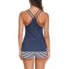 Ekouaer Womens Cami Pajama Set Sleeveless Racerback Tank Top Pjs Soft Sleepwear(Navy Stripes)