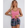 Ekouaer Womens Cami Pajama Set Sleeveless Racerback Tank Top Pjs Soft Sleepwear(Pink Plaid)