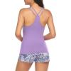 Ekouaer Womens Cami Pajama Set Sleeveless Racerback Tank Top Pjs Soft Sleepwear(Purple Floral)