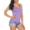Ekouaer Womens Cami Pajama Set Sleeveless Racerback Tank Top Pjs Soft Sleepwear(Purple Floral)