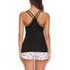 Ekouaer Womens Cami Pajama Set Sleeveless Racerback Tank Top Pjs Soft Sleepwear(White Printed)