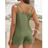 Ekouaer Womens Cami Pajama Sets 2 Piece Ribbed Knit PJs Tank Top and Shorts Set Lingerie Sleepwear(Army Green)
