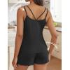 Ekouaer Womens Cami Pajama Sets 2 Piece Ribbed Knit PJs Tank Top and Shorts Set Lingerie Sleepwear(Black)