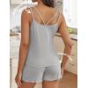 Ekouaer Womens Cami Pajama Sets 2 Piece Ribbed Knit PJs Tank Top and Shorts Set Lingerie Sleepwear(Grey)