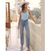 Ekouaer Womens Cami Pajama Sets 2 Piece Ribbed Knit PJs Tank Top and Shorts Set Lingerie Sleepwear(Light Blue)