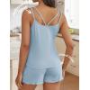 Ekouaer Womens Cami Pajama Sets 2 Piece Ribbed Knit PJs Tank Top and Shorts Set Lingerie Sleepwear(Light Blue)