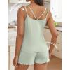 Ekouaer Womens Cami Pajama Sets 2 Piece Ribbed Knit PJs Tank Top and Shorts Set Lingerie Sleepwear(Light Green)