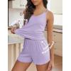 Ekouaer Womens Cami Pajama Sets 2 Piece Ribbed Knit PJs Tank Top and Shorts Set Lingerie Sleepwear(Lilac)