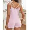 Ekouaer Womens Cami Pajama Sets 2 Piece Ribbed Knit PJs Tank Top and Shorts Set Lingerie Sleepwear(Pink)