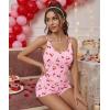 Ekouaer Womens Cami Pajama Sets 2 Piece Ribbed Knit PJs Tank Top and Shorts Set Lingerie Sleepwear(Pink Cherry)