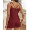 Ekouaer Womens Cami Pajama Sets 2 Piece Ribbed Knit PJs Tank Top and Shorts Set Lingerie Sleepwear(Wine Red)