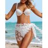 Ekouaer Women’s Coverups Beach Short Sarong Sheer Chiffon Cover Up Bikini Wraps S-3XL(Flower-white)