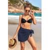 Ekouaer Women’s Coverups Beach Short Sarong Sheer Chiffon Cover Up Bikini Wraps S-3XL(Swiss Dot-navy Blue)