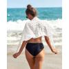 Ekouaer Women’s Coverups Beach Short Sarong Sheer Chiffon Cover Up Bikini Wraps S-3XL(Swiss Dot-white)
