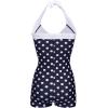 Ekouaer Womens One Piece Swimsuits Vintage Striped Skirt Bathing Suit Vintage Retro Push Up Swimwear(Black Polka Dot)