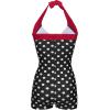 Ekouaer Womens One Piece Swimsuits Vintage Striped Skirt Bathing Suit Vintage Retro Push Up Swimwear(Black Polka Dot2)