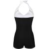 Ekouaer Womens One Piece Swimsuits Vintage Striped Skirt Bathing Suit Vintage Retro Push Up Swimwear(Black White)