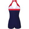 Ekouaer Womens One Piece Swimsuits Vintage Striped Skirt Bathing Suit Vintage Retro Push Up Swimwear(Blue)