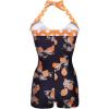 Ekouaer Womens One Piece Swimsuits Vintage Striped Skirt Bathing Suit Vintage Retro Push Up Swimwear(Lemon Print)