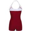Ekouaer Womens One Piece Swimsuits Vintage Striped Skirt Bathing Suit Vintage Retro Push Up Swimwear(Wine Red Stripes)