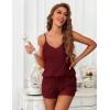 Ekouaer Women’s Pajama Sets Sleeveless Pj Set 2 Piece V Neck Adjustable Cami Tops Drawstring Shorts Lingerie Sleepwear(Dark Red)
