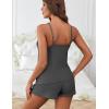 Ekouaer Women’s Pajama Sets Sleeveless Pj Set 2 Piece V Neck Adjustable Cami Tops Drawstring Shorts Lingerie Sleepwear(Grey)