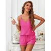 Ekouaer Women’s Pajama Sets Sleeveless Pj Set 2 Piece V Neck Adjustable Cami Tops Drawstring Shorts Lingerie Sleepwear(Hot Pink)
