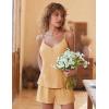 Ekouaer Women’s Pajama Sets Sleeveless Pj Set 2 Piece V Neck Adjustable Cami Tops Drawstring Shorts Lingerie Sleepwear(Light Coffee)