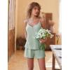 Ekouaer Women’s Pajama Sets Sleeveless Pj Set 2 Piece V Neck Adjustable Cami Tops Drawstring Shorts Lingerie Sleepwear(Light Green)