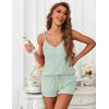 Ekouaer Women’s Pajama Sets Sleeveless Pj Set 2 Piece V Neck Adjustable Cami Tops Drawstring Shorts Lingerie Sleepwear(Light Green)