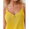Ekouaer Women’s Pajama Sets Sleeveless Pj Set 2 Piece V Neck Adjustable Cami Tops Drawstring Shorts Lingerie Sleepwear(Turmeric)