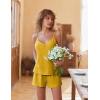 Ekouaer Women’s Pajama Sets Sleeveless Pj Set 2 Piece V Neck Adjustable Cami Tops Drawstring Shorts Lingerie Sleepwear(Turmeric)
