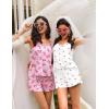 Ekouaer Women’s Pajama Sets Sleeveless Pj Set 2 Piece V Neck Adjustable Cami Tops Drawstring Shorts Lingerie Sleepwear(Z-cherry)