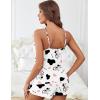 Ekouaer Women’s Pajama Sets Sleeveless Pj Set 2 Piece V Neck Adjustable Cami Tops Drawstring Shorts Lingerie Sleepwear(Z-little Cows)