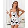 Ekouaer Women’s Pajama Sets Sleeveless Pj Set 2 Piece V Neck Adjustable Cami Tops Drawstring Shorts Lingerie Sleepwear(Z-little Cows)