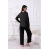 Ekouaer Women’s Pajamas Set 2 Piece Lounge Sets Long Sleeve Crewneck Top and Pants Soft Pjs with Pockets(Black)