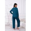 Ekouaer Women’s Pajamas Set 2 Piece Lounge Sets Long Sleeve Crewneck Top and Pants Soft Pjs with Pockets(Blue Green)