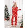 Ekouaer Women’s Pajamas Set 2 Piece Lounge Sets Long Sleeve Crewneck Top and Pants Soft Pjs with Pockets(Christmas Elk – Red)