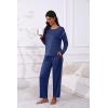 Ekouaer Women’s Pajamas Set 2 Piece Lounge Sets Long Sleeve Crewneck Top and Pants Soft Pjs with Pockets(Navy)