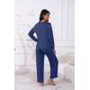 Ekouaer Women’s Pajamas Set 2 Piece Lounge Sets Long Sleeve Crewneck Top and Pants Soft Pjs with Pockets(Navy)